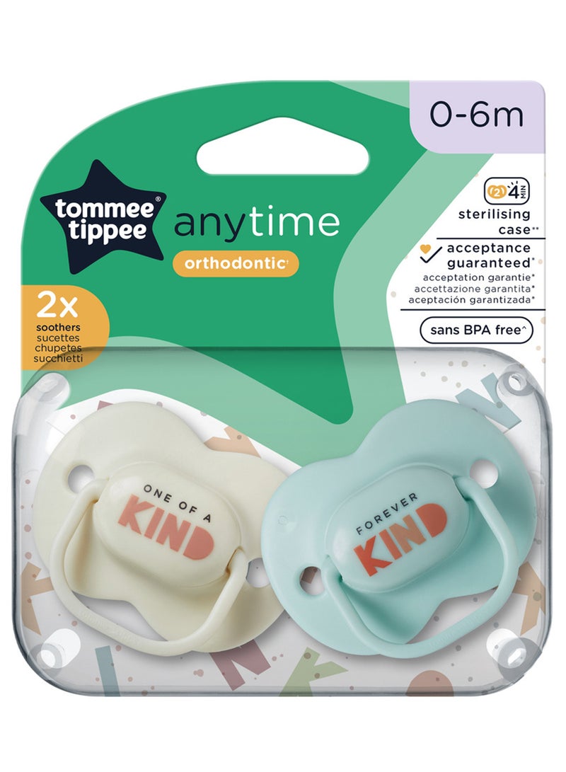 Pack Of 2 Every Day Orthodontic Pacifiers - Assorted For 0-6 Months