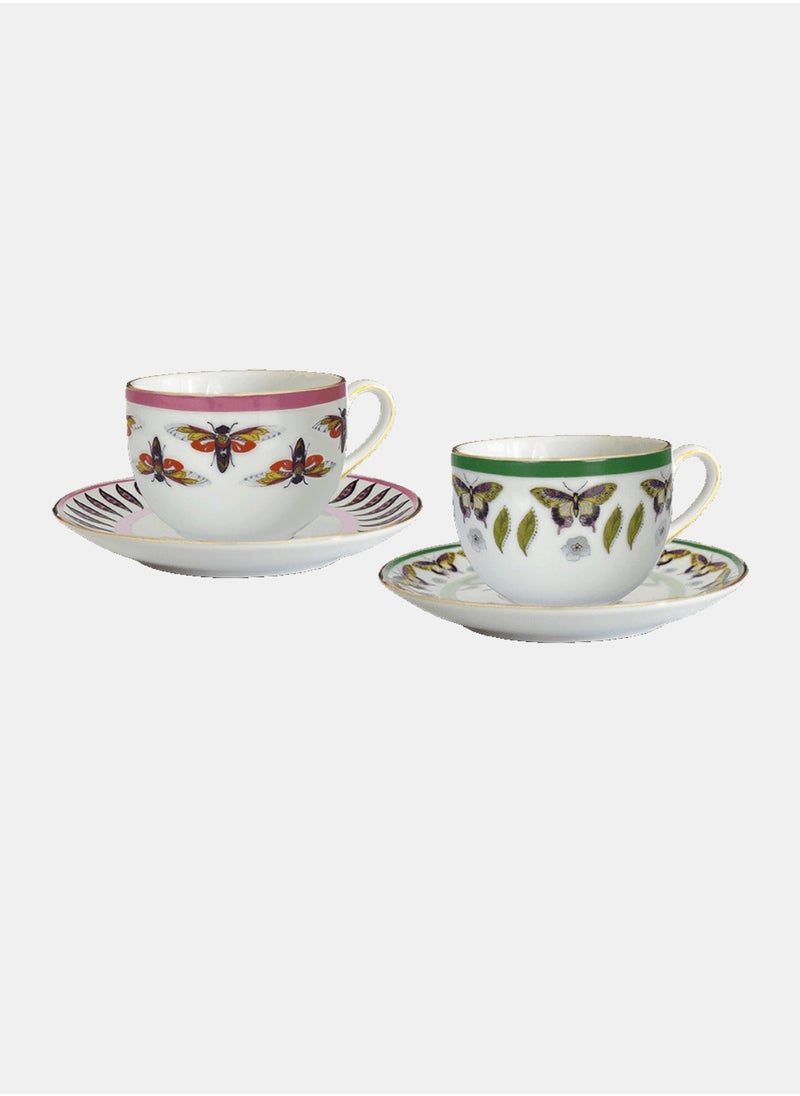 Set of 2 Porcelain Tea Cups 9.5x6.3 cm Amazzonia Baci Milano