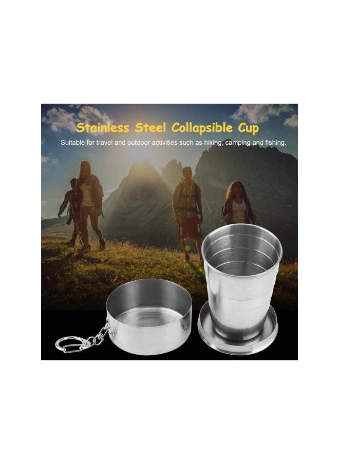 Stainless Steel Collapsible Cup, Portable Folding Camping Mug with Keychain for Travel Outdoor Survival(\u200b6-folding 2oz)