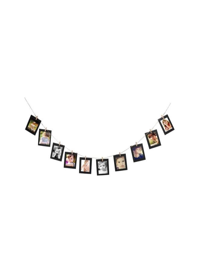 Hanging Album Clip Kraft Paper Photo Frame Strings Rope Clips Sets for Wedding Decoration Garland (Black) 10pcs DIY 6inch