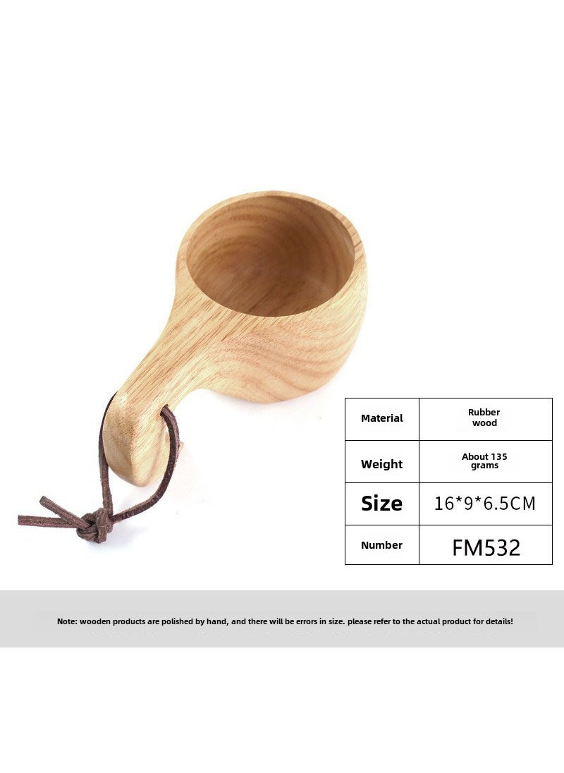 Rubberwood Nordic Mug with Handle 16*9*6.5 hook handle Cup-532