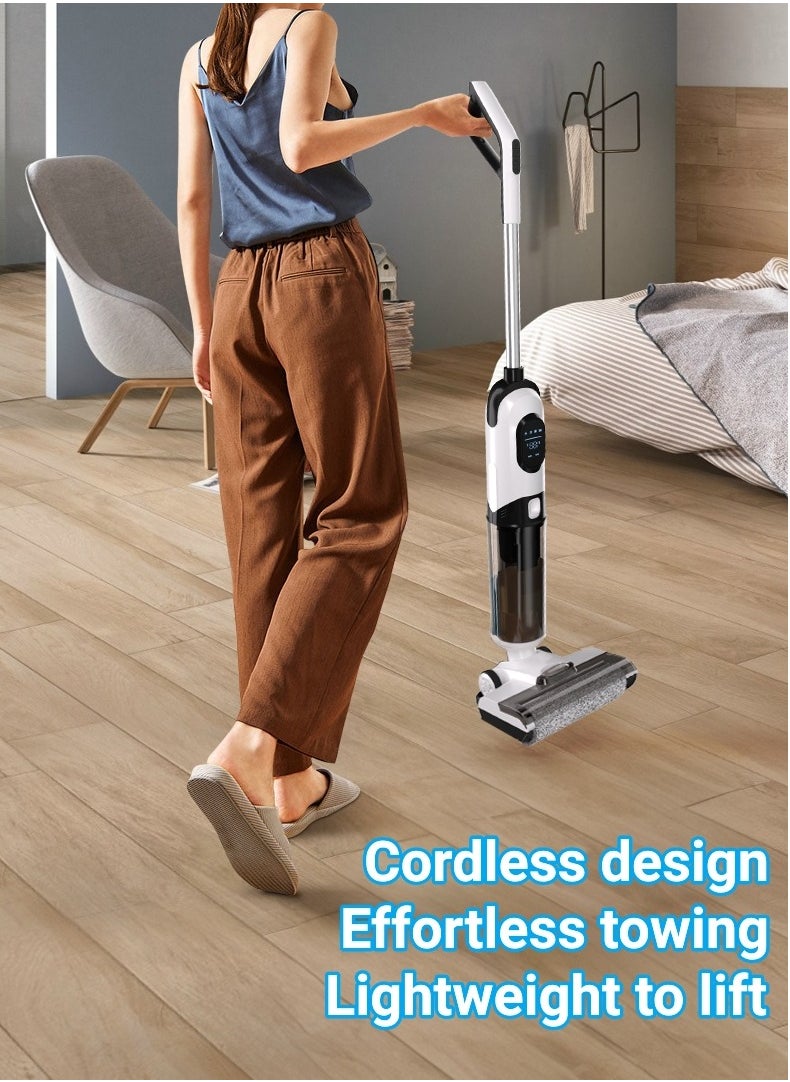 Cordless Smart All-in-one Multi-Surface Total Floor Scrubber Carpet Cleaning Machine,Wet Dry Vacuum Roller Brush Mop,Multifunctional Versatile Kitchen Waste Auto Clean Self-driven Portable Lightweight