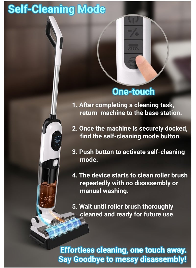 Cordless Smart All-in-one Multi-Surface Total Floor Scrubber Carpet Cleaning Machine,Wet Dry Vacuum Roller Brush Mop,Multifunctional Versatile Kitchen Waste Auto Clean Self-driven Portable Lightweight