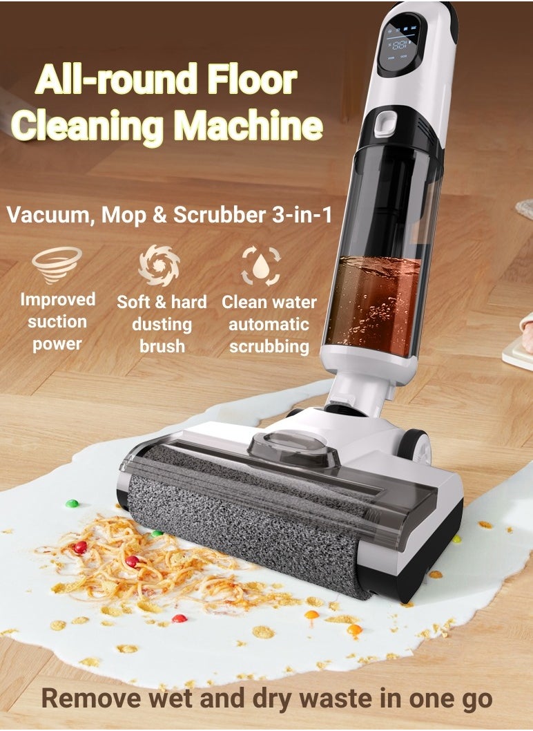 Cordless Smart All-in-one Multi-Surface Total Floor Scrubber Carpet Cleaning Machine,Wet Dry Vacuum Roller Brush Mop,Multifunctional Versatile Kitchen Waste Auto Clean Self-driven Portable Lightweight