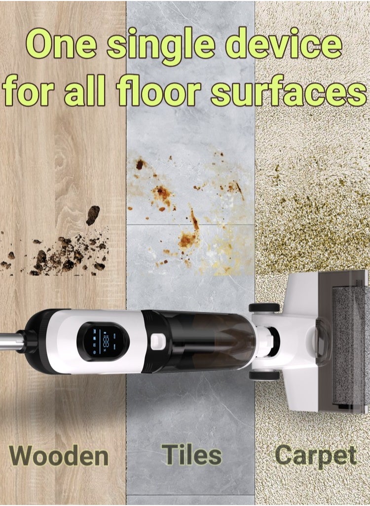 Cordless Smart All-in-one Multi-Surface Total Floor Scrubber Carpet Cleaning Machine,Wet Dry Vacuum Roller Brush Mop,Multifunctional Versatile Kitchen Waste Auto Clean Self-driven Portable Lightweight