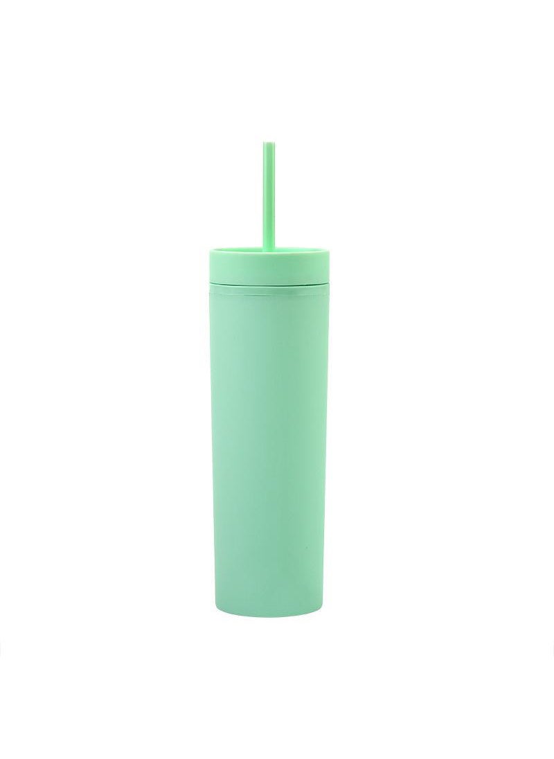 1 x 5 pcs Skinny Double-Wall Custom 16oz Rubber Paint Straw Cup Green C