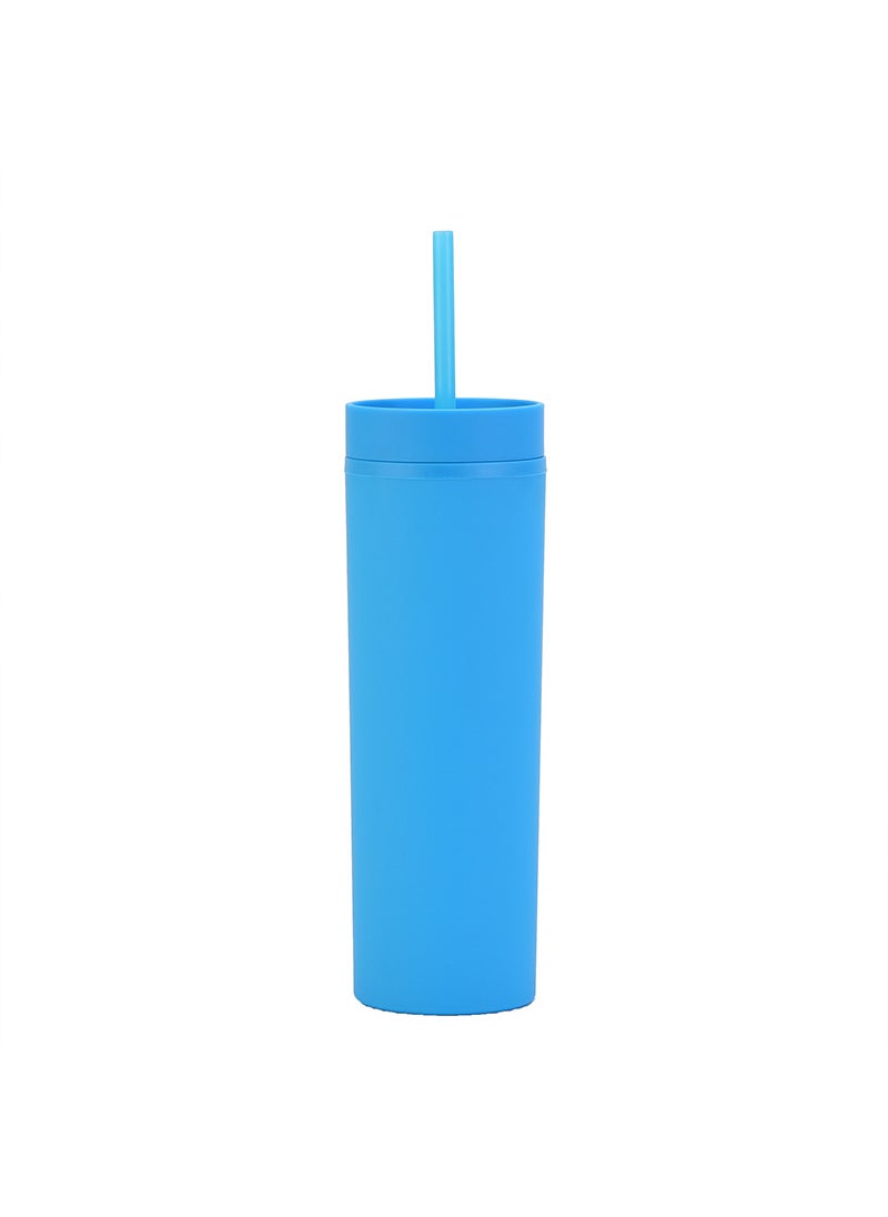 1 x 5 pcs Skinny Double-Wall Custom 16oz Rubber Paint Straw Cup Hailan A5