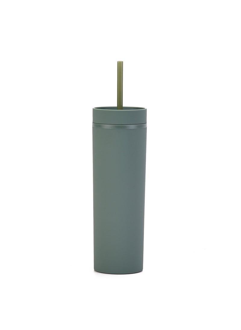 1 x 5 pcs Skinny Double-Wall Custom 16oz Rubber Paint Straw Cup Olive Green V