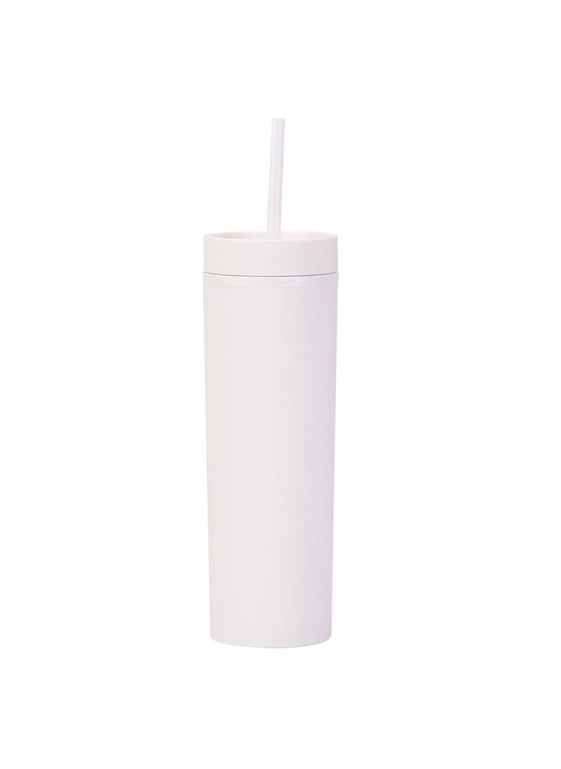 1 x 5 pcs Skinny Double-Wall Custom 16oz Rubber Paint Straw Cup White R