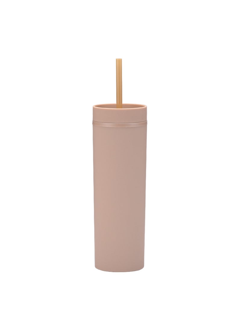 1 x 5 pcs Skinny Double-Wall Custom 16oz Rubber Paint Straw Cup Cinnamon U