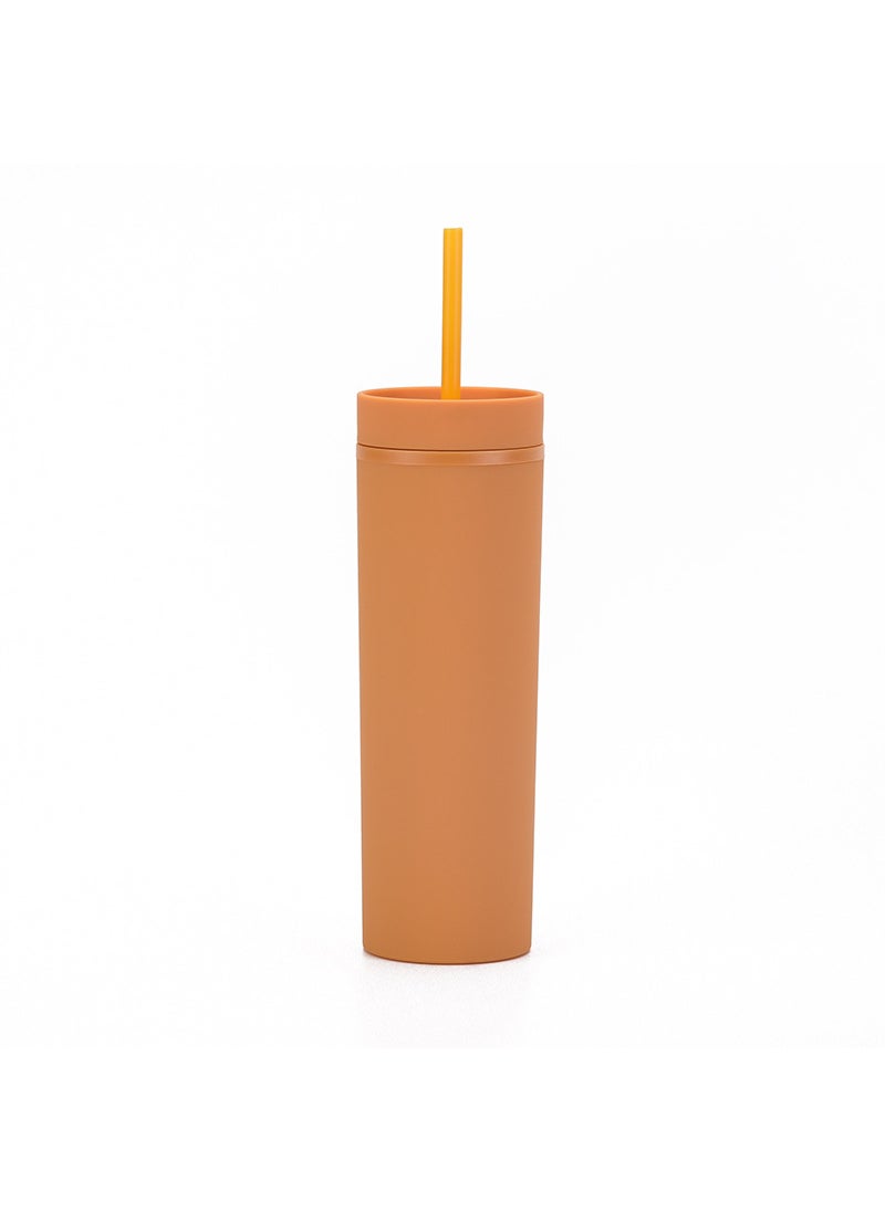 1 x 5 pcs Skinny Double-Wall Custom 16oz Rubber Paint Straw Cup Ginger S