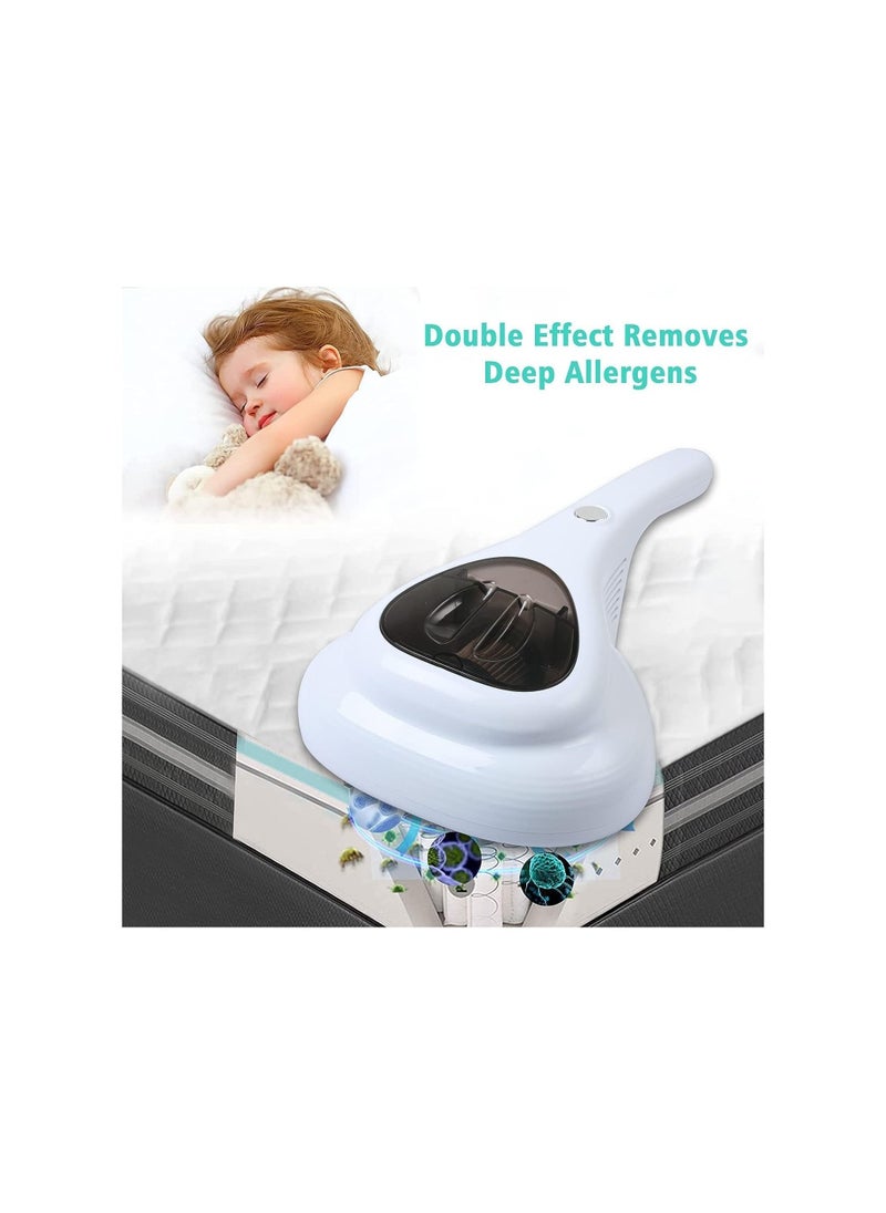 Bed Vacuum Cleaner High Power Dust Mite Vacuum Cleaner Machine Cleaning Euipment for Sheet, Carpet, Sofa, Pet, Hair (White)