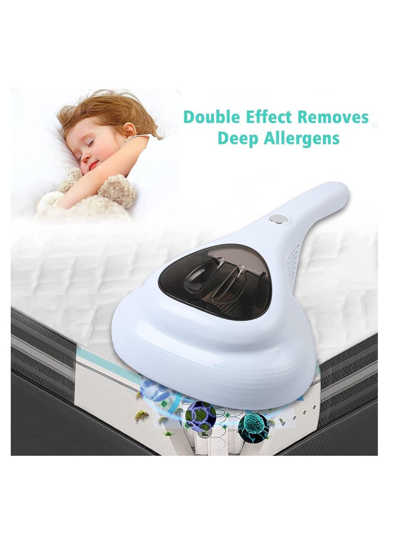 Bed Vacuum Cleaner High Power Dust Mite Vacuum Cleaner Machine Cleaning Euipment for Sheet, Carpet, Sofa, Pet, Hair (White)