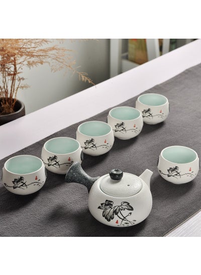 1 x 5 pcs Snowflake Glaze Kungfu Tea Set Ceramic Gift Portable 7-head clear rhyme (including gift bag)