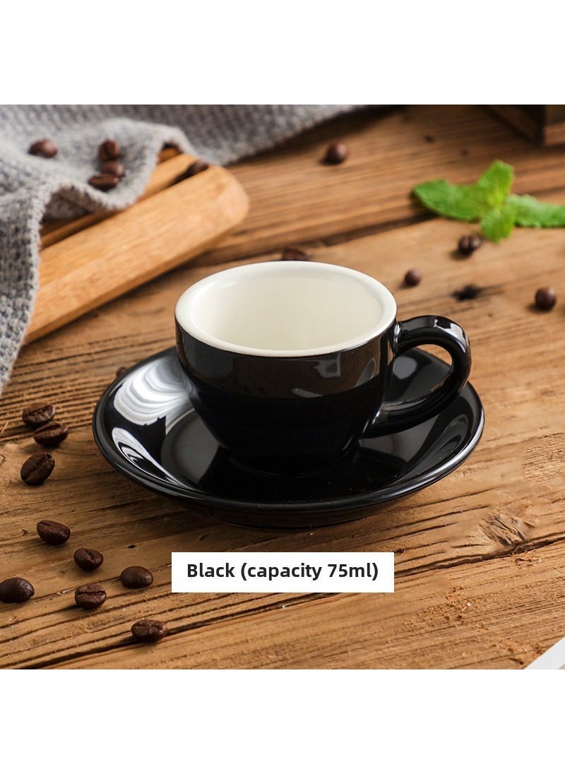 Colorful Ceramic Espresso Cup Set 75ml Black 75ML