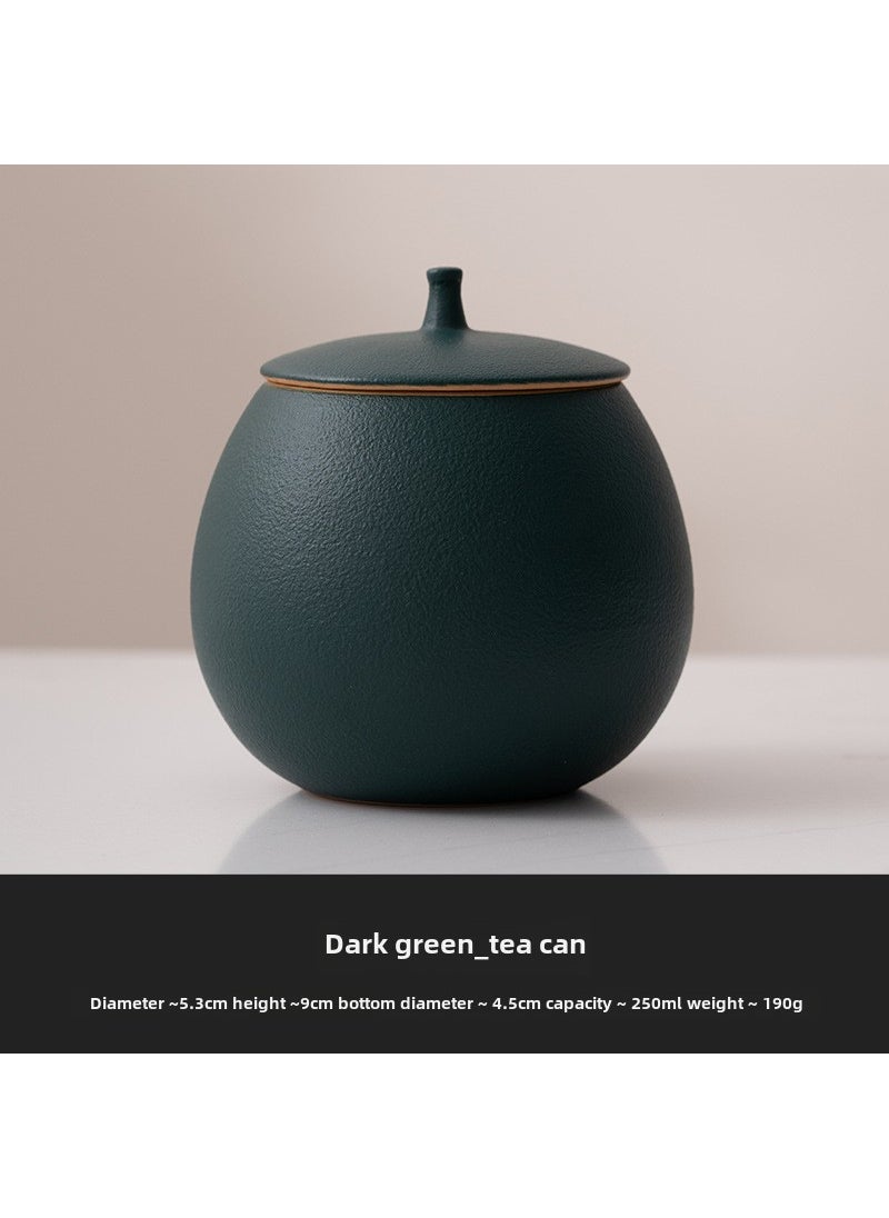 Beige Ceramic Tea Caddy Small Airtight Storage Dark green_tea pot