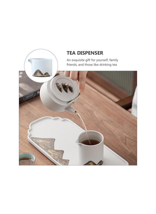 Ceramic Kung Fu Tea Cup Chinese Gongfu Tea Cup Japanese Milk Pitcher Cha Hai Tea Cups Tea Pitcher Gong Dao Bei Cup for Home Kitchen White