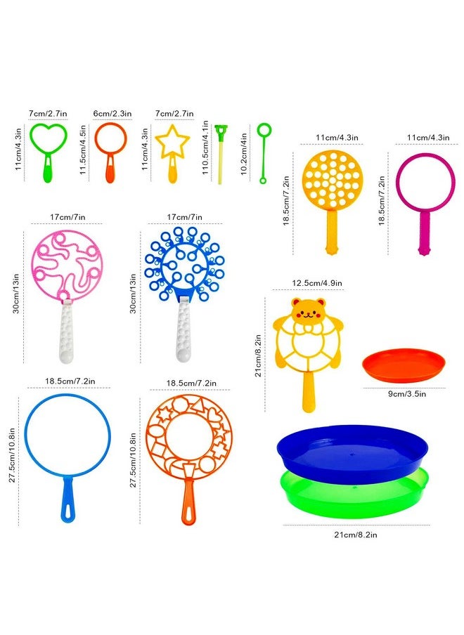 Bubble Wands Set, 15 Pack Big Bubble Wand Toy Set With Tray Bulk Funny Bubble Making Toys For Kids - Summer Outdoor Bubble Toys & Also Gifts For Kids Birthday Games Bubbles Party Favors