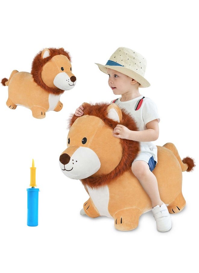 Bouncy Pals Lion Hopper Toy, Toddler Plush Bouncing Animal, Inflatable Ride On Bouncer W/Pump, Indoor Outdoor Hopping Horse, Kid Jumping Toy, Birthday Gift For 2 3 4 5 Year Old Boy Girl