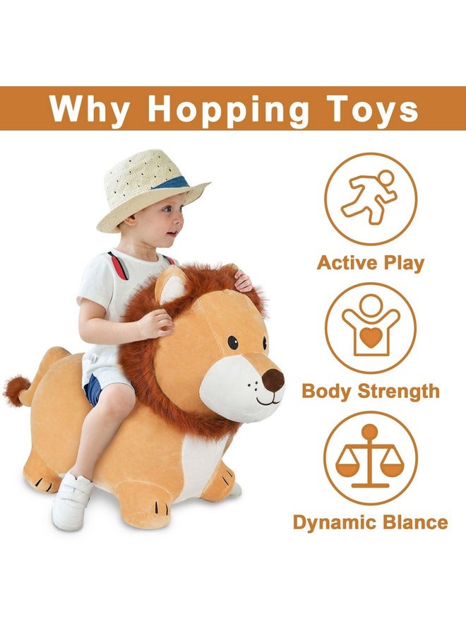 Bouncy Pals Lion Hopper Toy, Toddler Plush Bouncing Animal, Inflatable Ride On Bouncer W/Pump, Indoor Outdoor Hopping Horse, Kid Jumping Toy, Birthday Gift For 2 3 4 5 Year Old Boy Girl