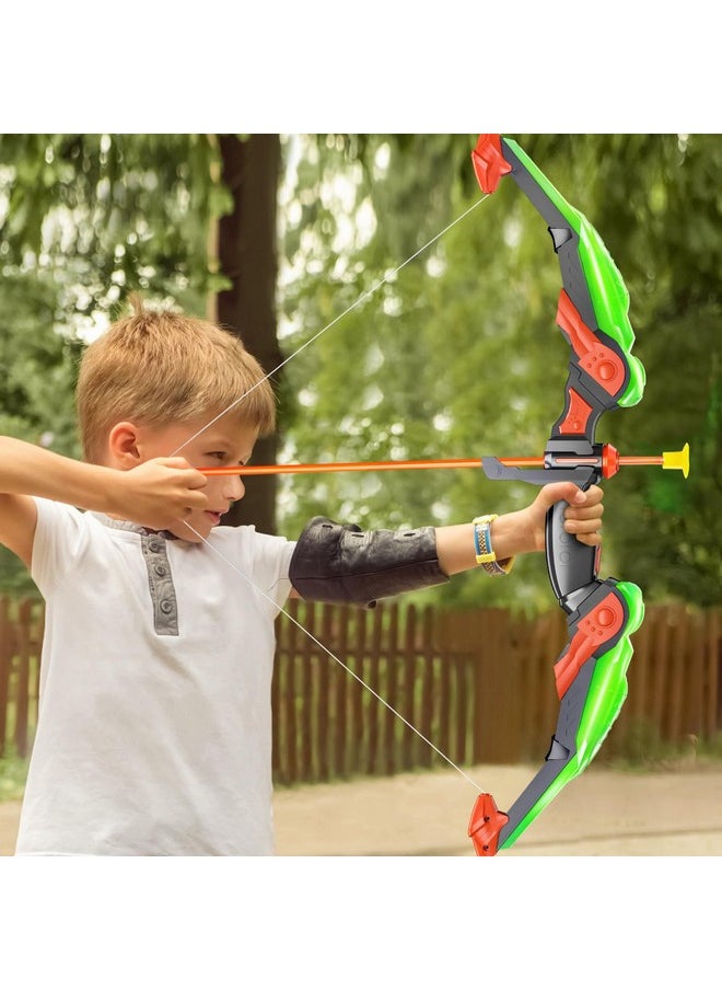 Kids Bow And Arrow Set - Led Light Up Archery Toy Set With 10 Suction Cup Arrows, Target & Quiver, Indoor And Outdoor Toys For Children Boys Girls