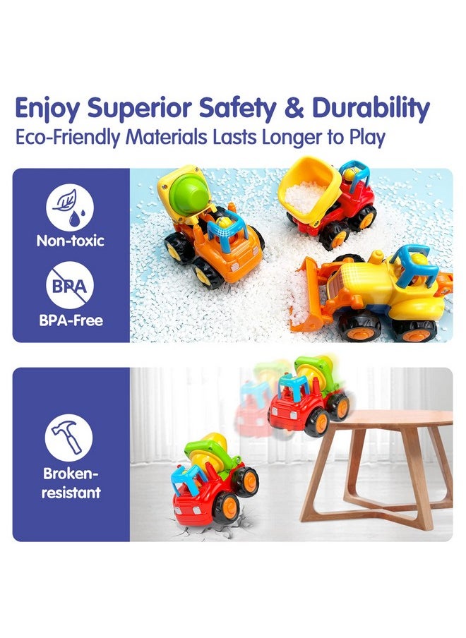 Toys For 1 Year Old Boy Birthday Gift - 4 Pcs Toy Trucks Toddler Boy Toys, 4Wd Friction Power Car Toys For 2 Year Old Boy Toys, Toddler Toys Age 1-2 Baby Christmas Easter Stocking Stuffers