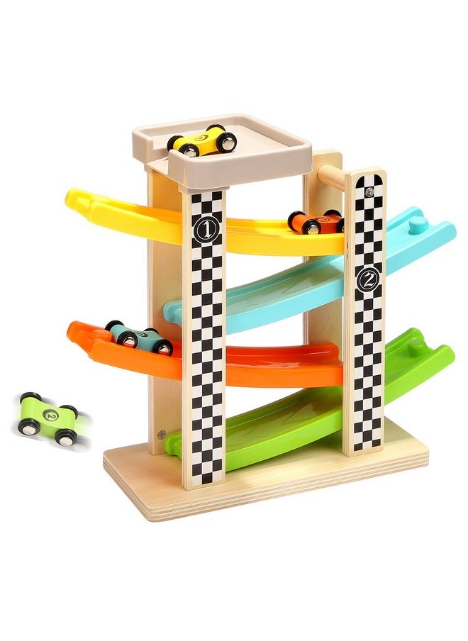 Toddler Toys For 1 2 Year Old Boy And Girl Gifts Wooden Race Track Car Ramp Racer With 4 Mini Car