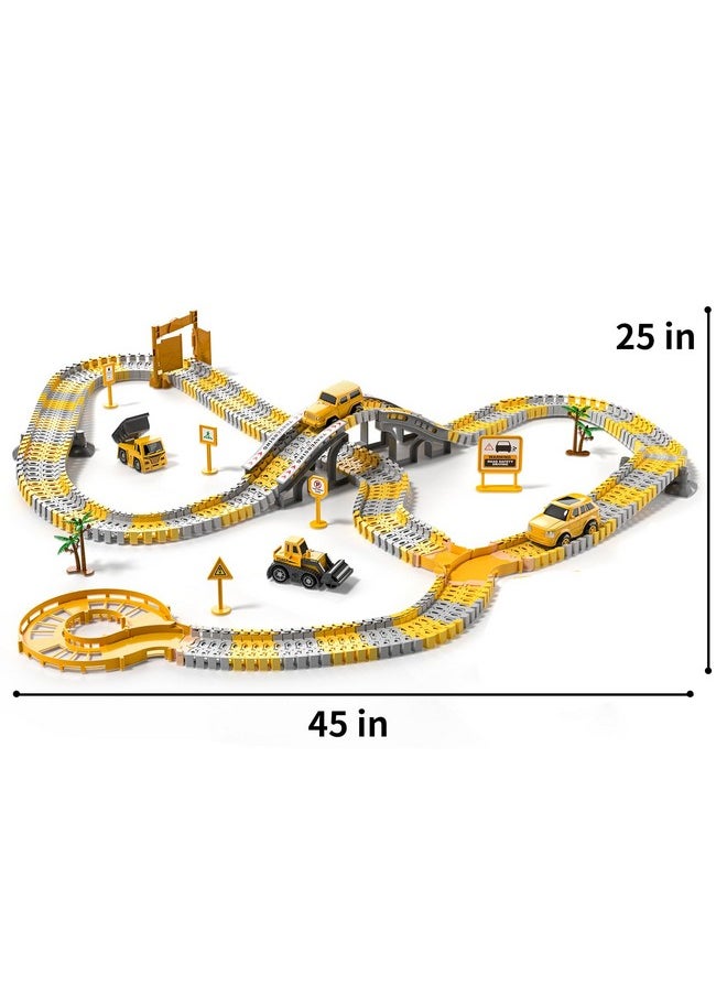 236 Pcs Construction Toys Race Tracks For 3 4 5 6 Year Old Boys, Flexible Track Playset And 6 Pcs Construction Car For Kids Toys, Birthday Gift For Age 3-9 Boys Toddler Girls