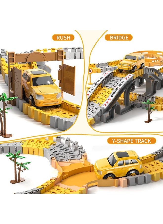 236 Pcs Construction Toys Race Tracks For 3 4 5 6 Year Old Boys, Flexible Track Playset And 6 Pcs Construction Car For Kids Toys, Birthday Gift For Age 3-9 Boys Toddler Girls