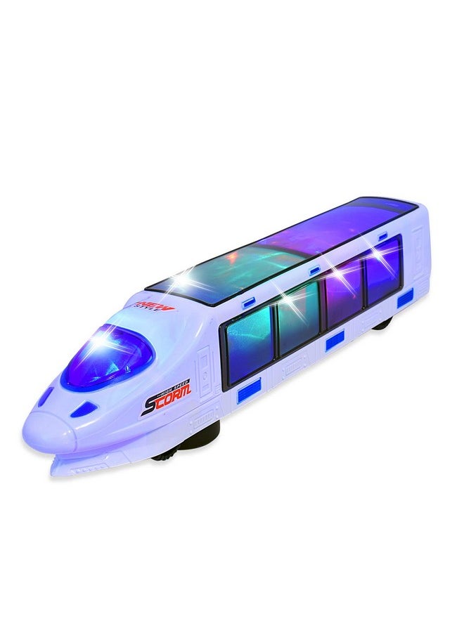 K Beautiful 3D Lightning Electric Bullet Train Toys For Boys 4-7- Electric Toy Train - Toy Bullet Train With Music, Goes Around And Changes Directions On Contact