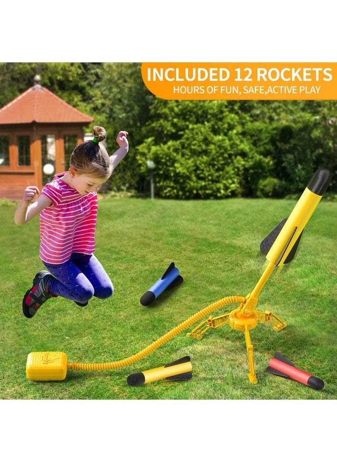 Rocket Launcher For Kids, 12 Foam Rockets And Launcher Pad, Launch Up To 100+Ft, Kids Outdoor Toys, Birthday Gift Toys For Kids Boys Girls Age 3 4 5 6 + Years Old