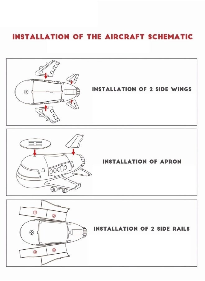 Kids Parking Lot Toy ,alloy Deformation Airplane Model ,Diy Sliding Track Aircraft-borne Engineering Vehicle Set, Transport Plane Toy