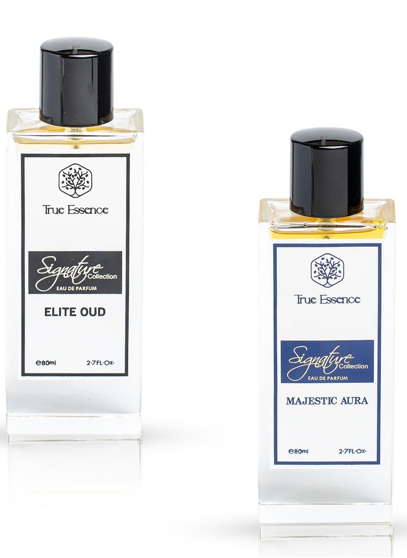 True Essence Combo Pack Of 2 Signature Collection Elite Oud And Majestic Aura 80ml For Unisex 2.7 FL.OZ