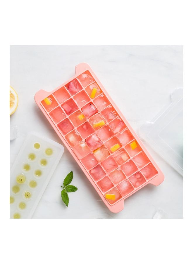 Ice Cube Tray With Lid Pink/clear 26x3x12cm