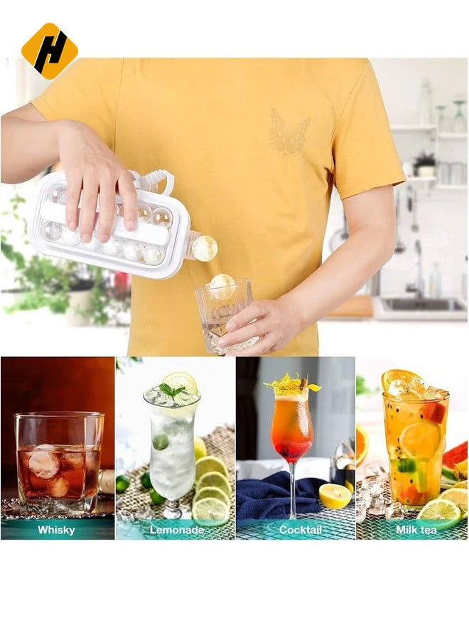 Ice Cube Molds 2 in 1 Portable Ice Ball Maker Easy to Make 17 Grids Reusable& Easy operation Suitable for Home Party Beer Whiskey Juice Champagne