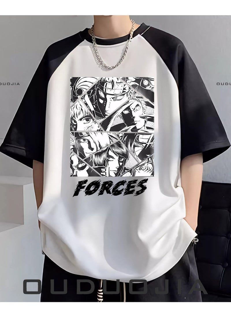 New Naruto Tulin Print Raglan T-shirt