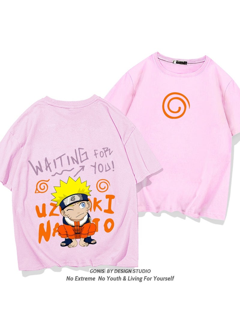 Naruto Men and Women Trendy Cartoon Naruto Hinata Printed T-shirt