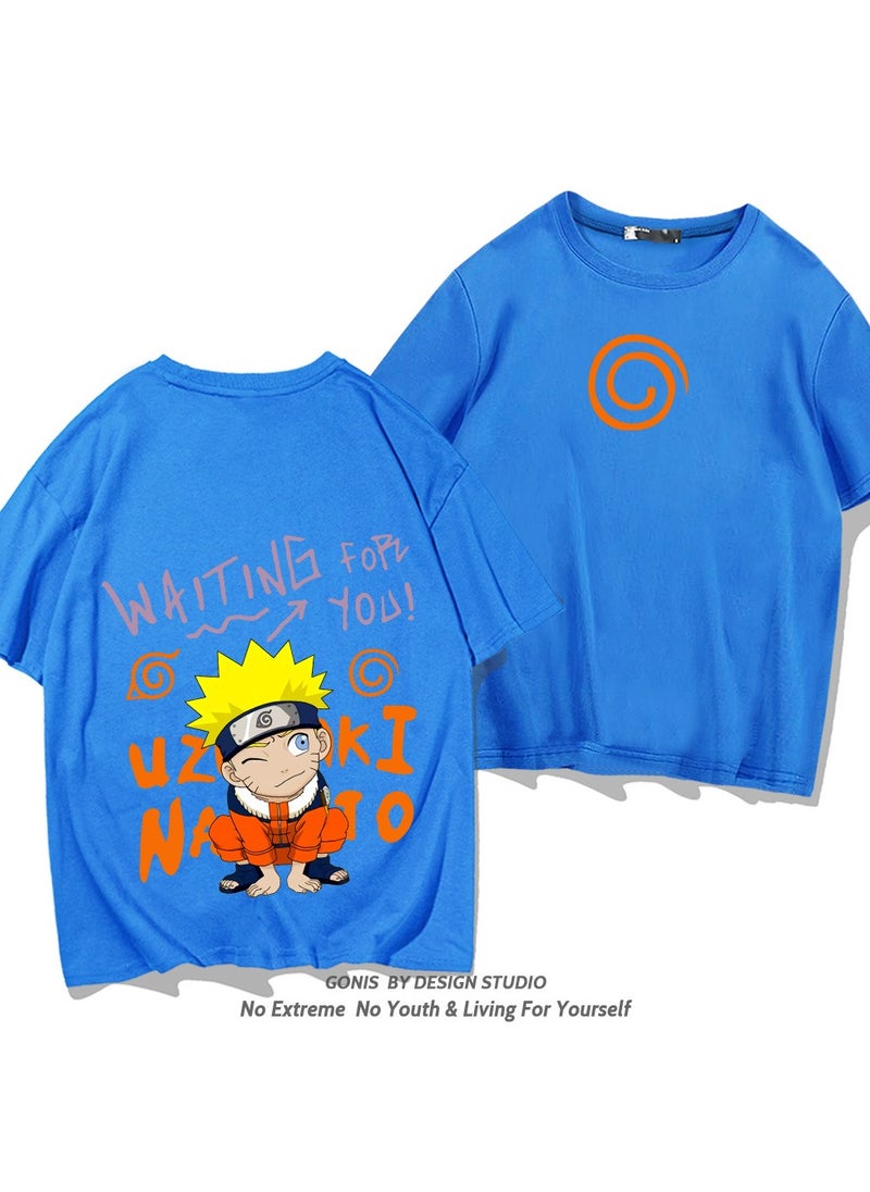 Naruto Men and Women Trendy Cartoon Naruto Hinata Printed T-shirt