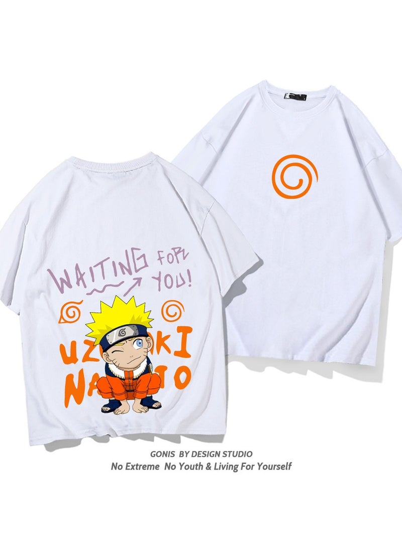 Naruto Men and Women Trendy Cartoon Naruto Hinata Printed T-shirt