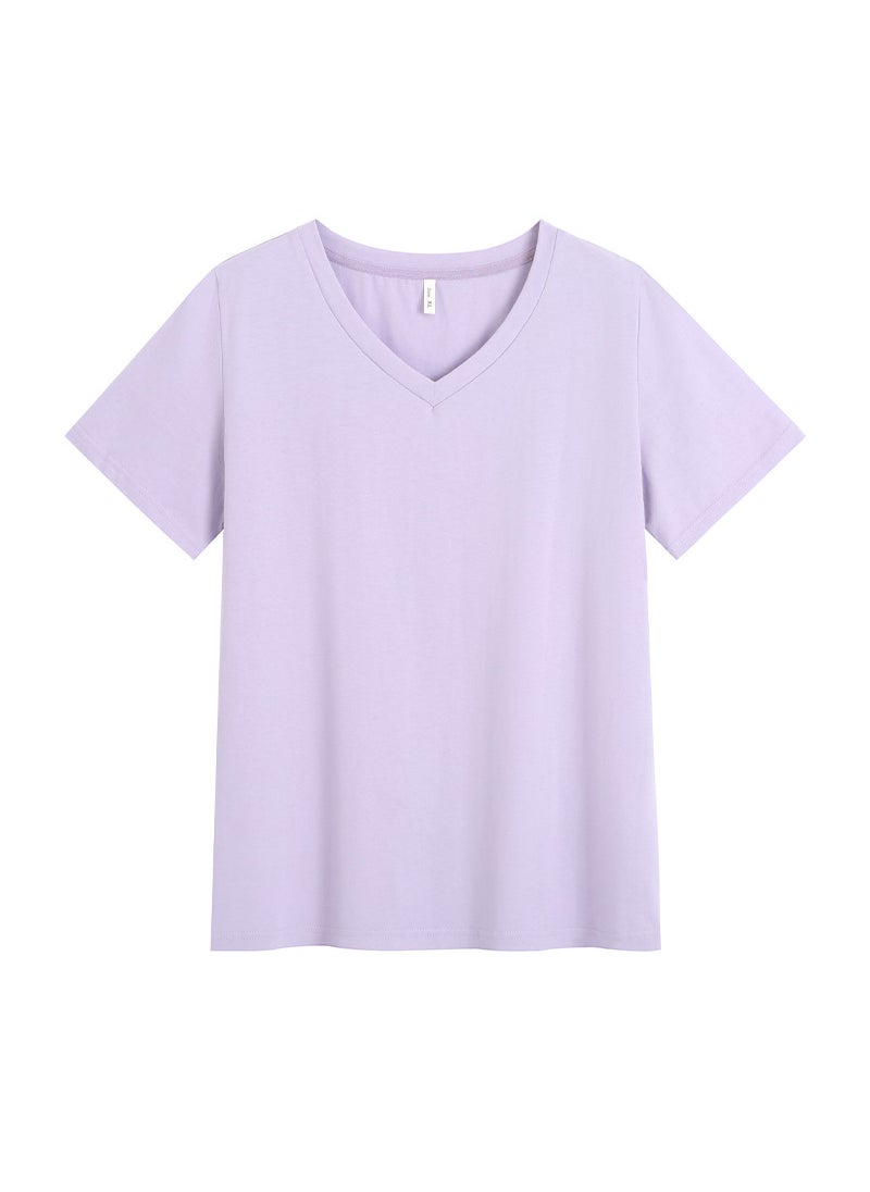 Plus Size Summer Womens Loose Slimming Tees Mallow purple