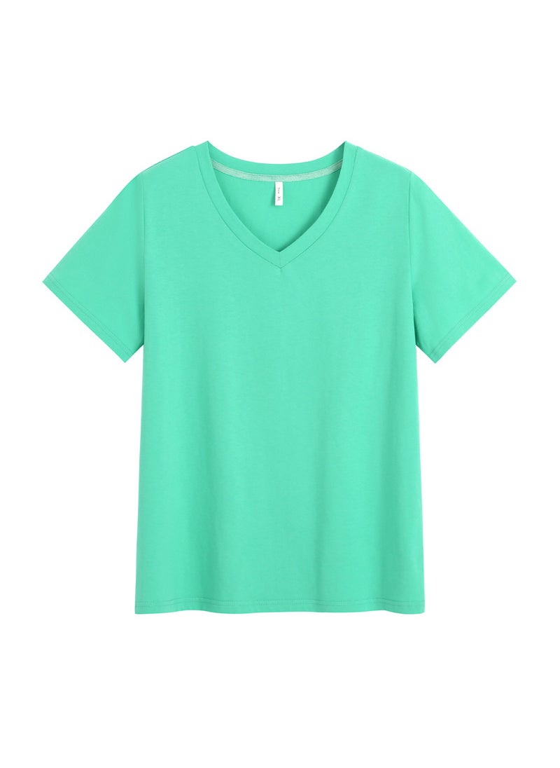 Plus Size Summer Womens Loose Slimming Tees Green