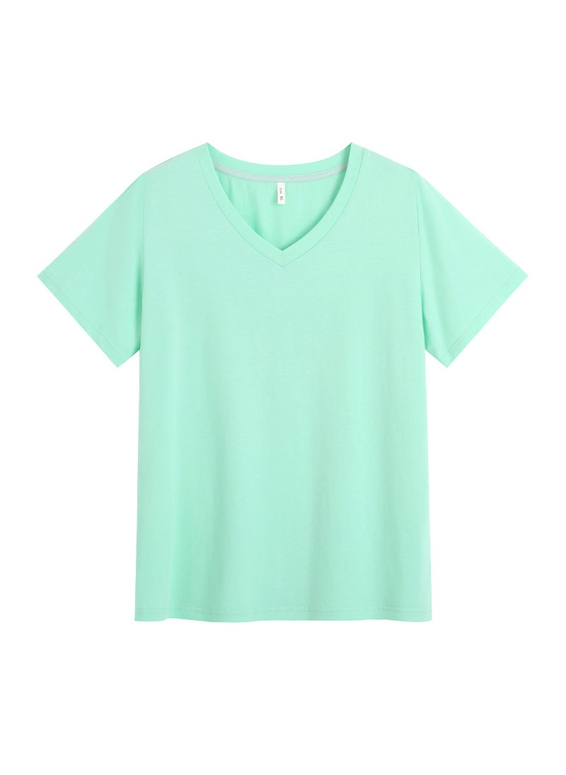 Plus Size Summer Womens Loose Slimming Tees Mint Blue