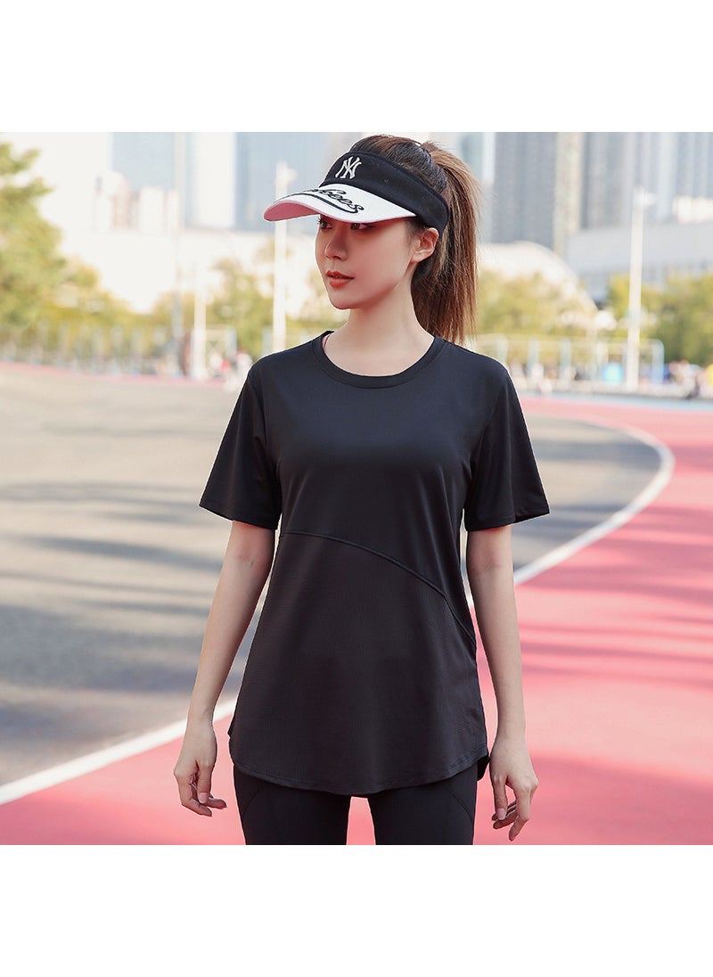 1 x 5 pcs Plus Size Womens Quick-Dry Fitness Tee S174 Black