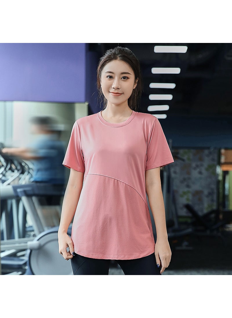 1 x 5 pcs Plus Size Womens Quick-Dry Fitness Tee S174 pink