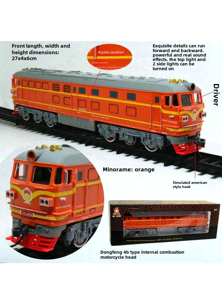 1 x 5 pcs Kids Electric Train Toy 4B Diesel Locomotive Model Orange Bicycle Head