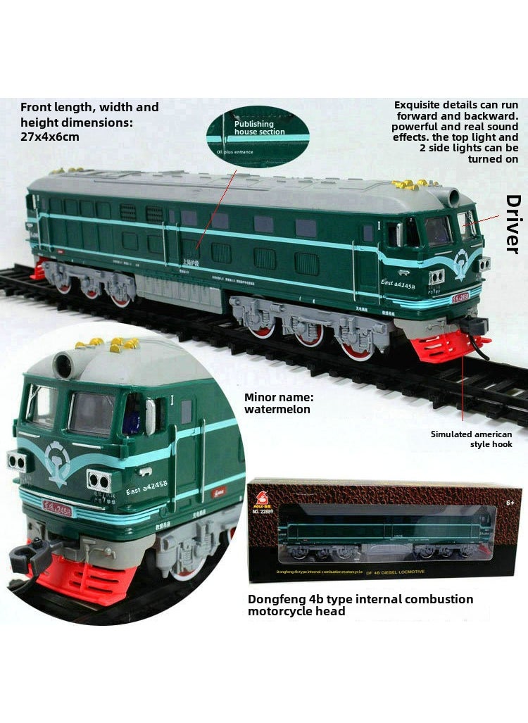 1 x 5 pcs Kids Electric Train Toy 4B Diesel Locomotive Model Green Bicycle head