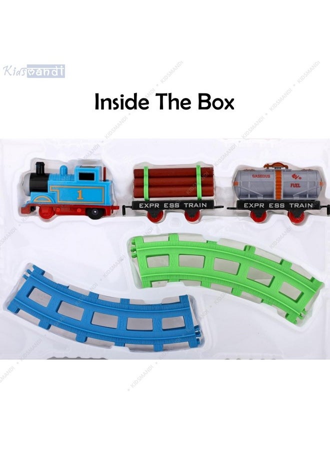 ® Thomas Toy Train Set Track Set With Sound And Light 11 Pcs With Coal Wagon And Tanker | Educational Gift For Kids | Railway Tracks For Kids 3+ | Made In India