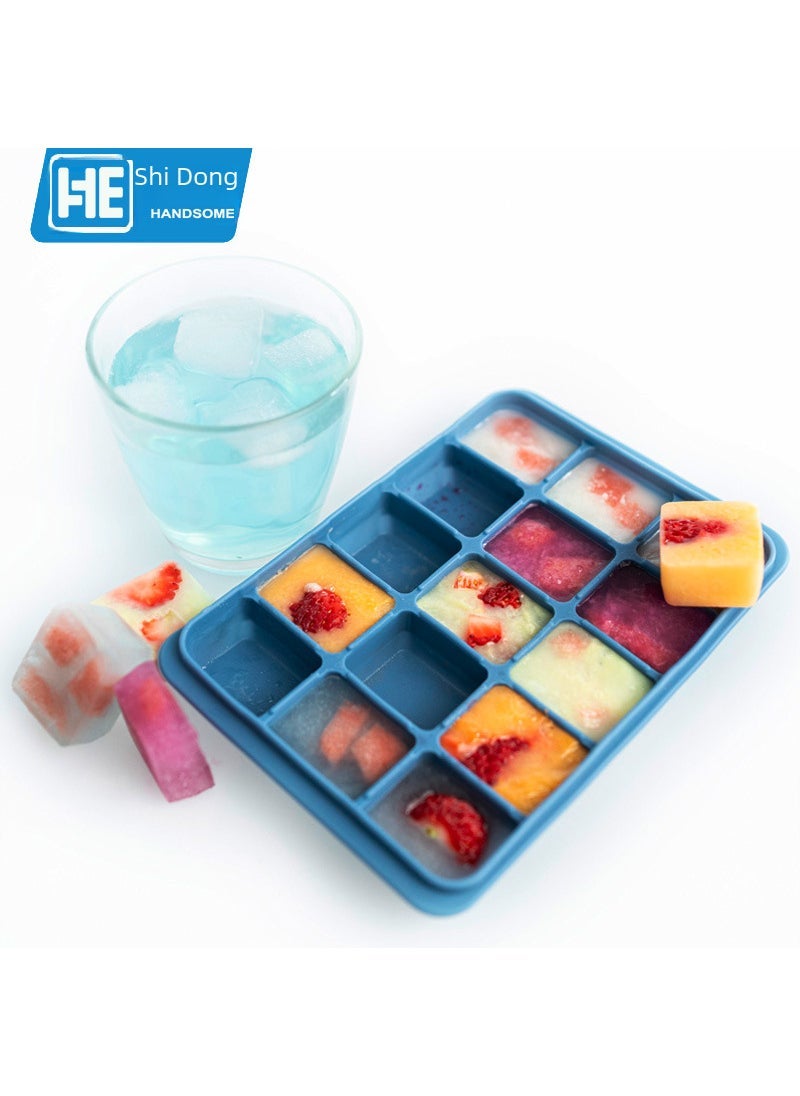 Silicone Ice Cube Tray 15-Slot with Lid Bamboo Green