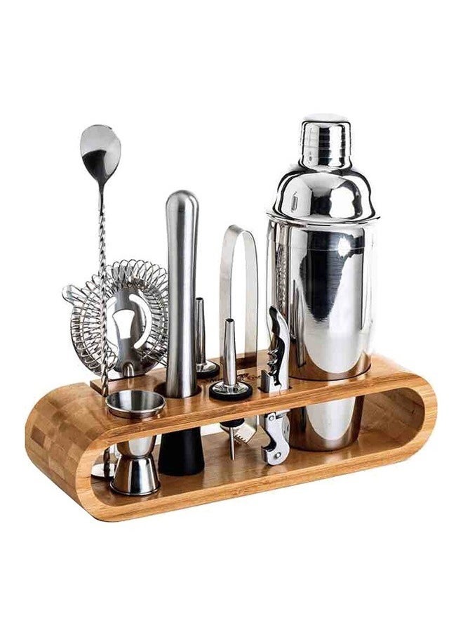 Cocktail Shaker Bartending Tool Set 9 Piece Wooden Frame Base