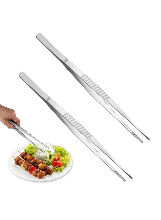 2 Pcs 12 Inch Tweezer Tongs,Stainless Steel Tweezers Tongs,Kitchen Cooking Tweezer Tongs With Precision Serrated Tips For Baking Decorating Beauty & Sea Food